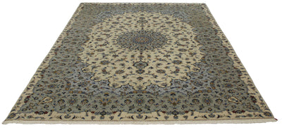 Canvello Medallion Kashan Green And Beige Rugs - 8'3'' X 11'6''