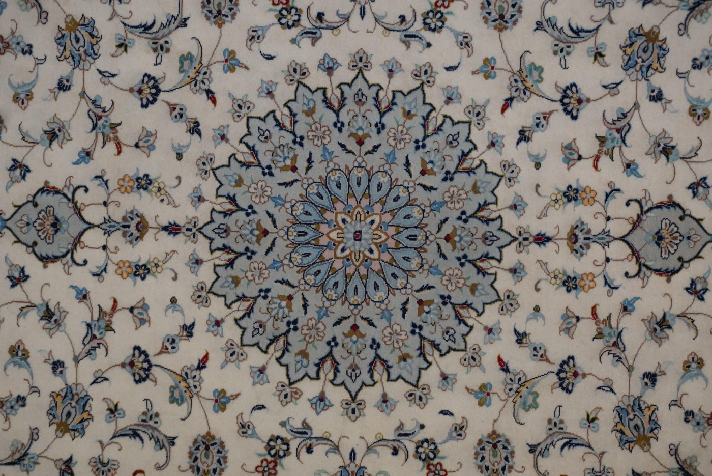Canvello Medallion Kashan Green And Beige Rugs - 8'3'' X 11'6''