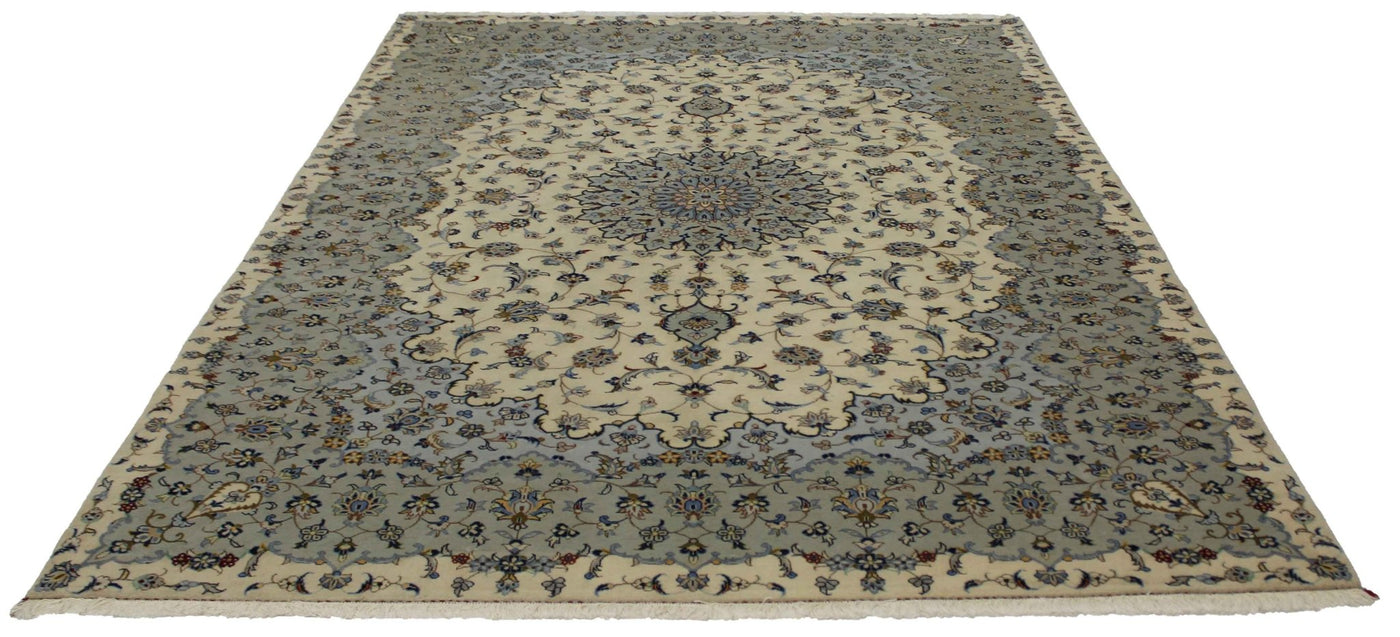 Canvello Medallion Kashan Green And Beige Rugs - 8'3'' X 11'6'' - Canvello