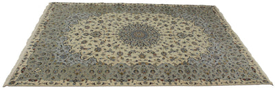 Canvello Medallion Kashan Green And Beige Rugs - 8'3'' X 11'6'' - Canvello