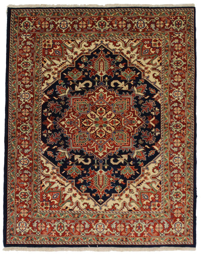 Canvello Medallion Silkroad Heriz Hand Woven Rug - 5'9'' X 7'3'' - Canvello