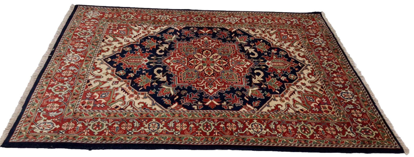 Canvello Medallion Silkroad Heriz Hand Woven Rug - 5'9'' X 7'3'' - Canvello