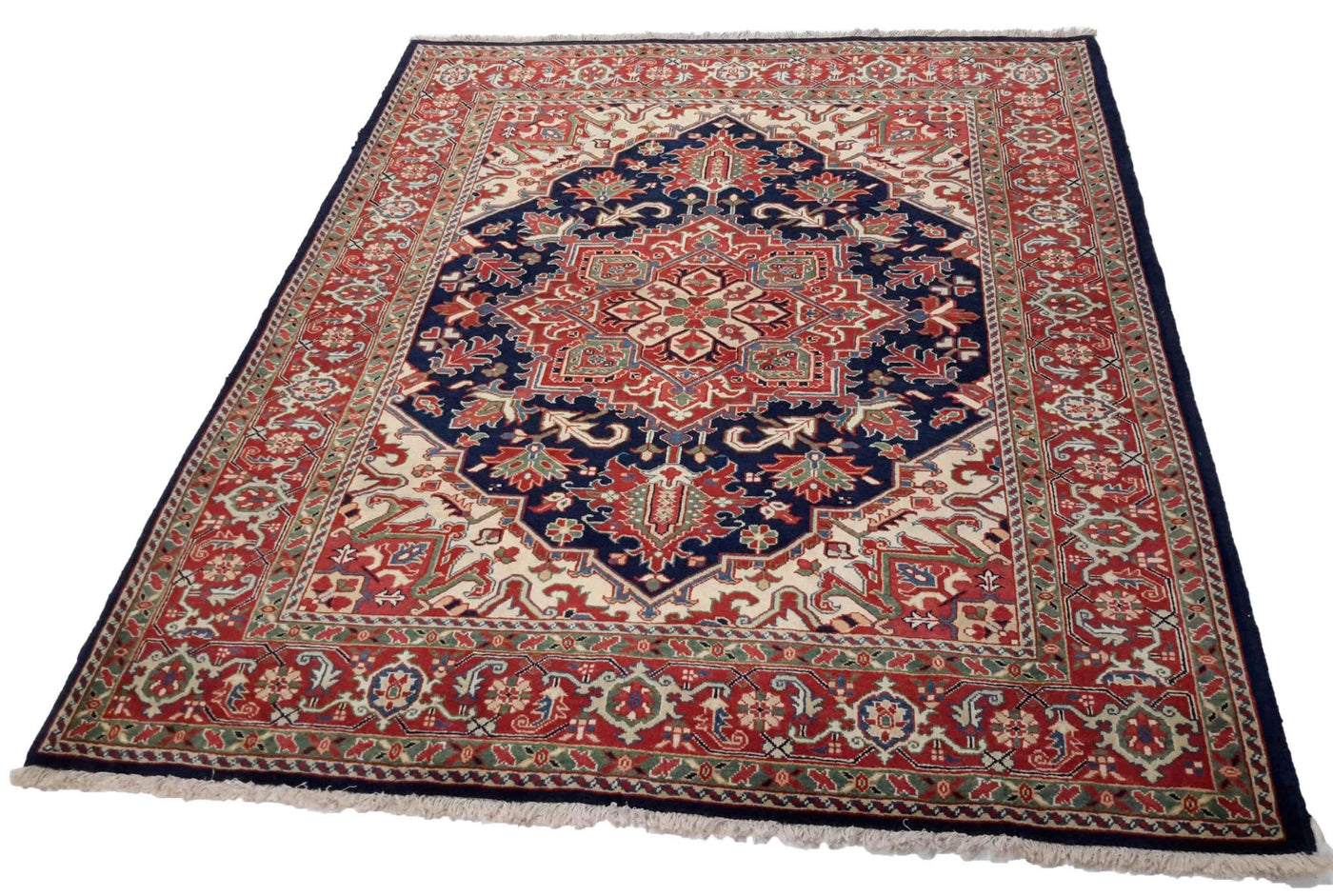 Canvello Medallion Silkroad Heriz Hand Woven Rug - 5'9'' X 7'3'' - Canvello