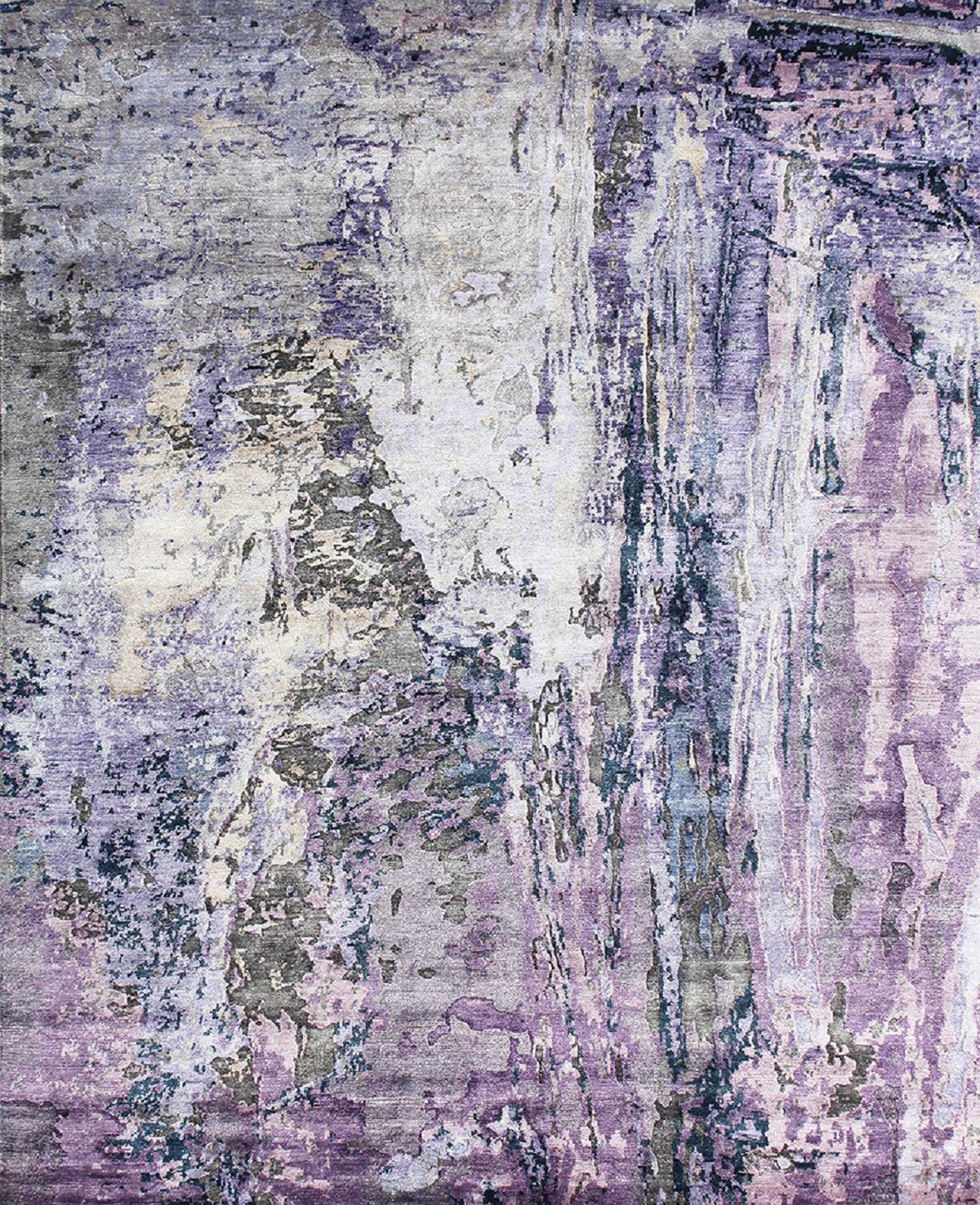 Canvello Modern Collection Alfombra de seda de bambú anudada a mano - 7'10" X 9'10"