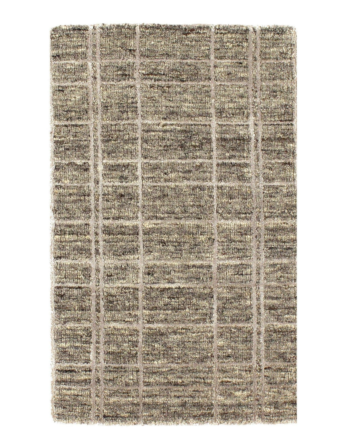 Canvello Modern Beige Crosshatch Hand-made Bamboo Silk Indo Rug - 2' x 3'