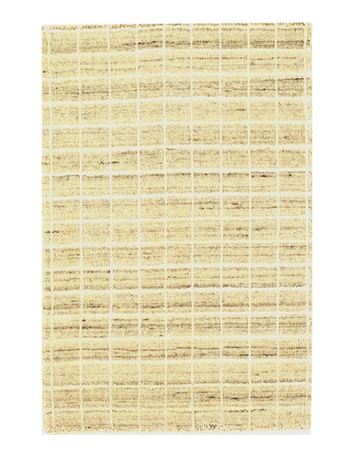 Canvello Modern Beige Crosshatch Hand - made Bamboo Silk Indo Rug - 2' x 3' (Available in Different Sizes) - Canvello