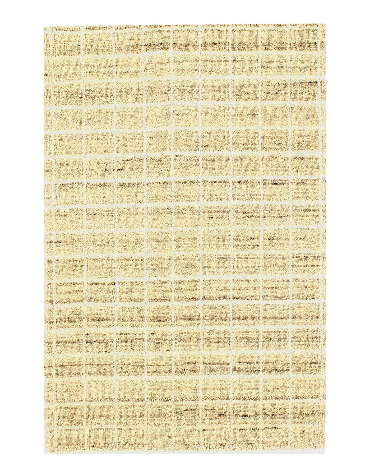 Modern Beige Crosshatch Hand-made Bamboo Silk Indo Rug - 2' x 3' (Available in Different Sizes)