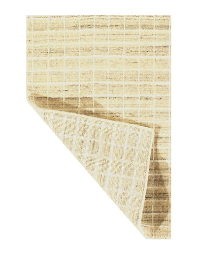 Modern Beige Crosshatch Hand-made Bamboo Silk Indo Rug - 2' x 3' (Available in Different Sizes)