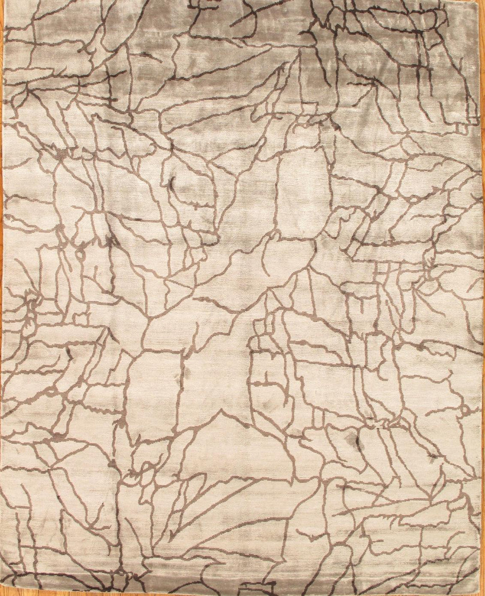 Canvello Modern Collection Hand-Knotted Lamb's Wool Area Rug- 3' X 3'