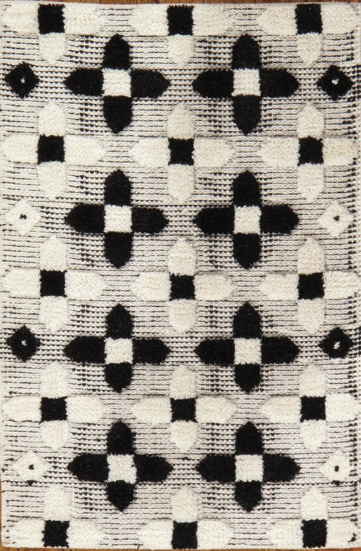 Canvello Modern Collection Hand-Knotted Lamb's Wool Ivory Area Rug- 2' X 3'
