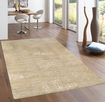 Canvello Modern Collection Hand-Knotted Silk & Wool Area Rug- 2' X 3'