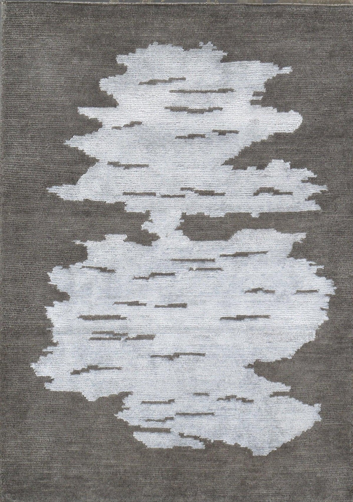 Canvello Modern Collection Hand-Knotted Silk & Wool Area Rug- 2' X 3'