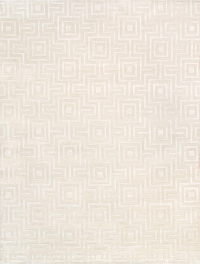 Canvello Modern Collection Hand-Tufted Ivory BSilk & Wool Area Rug- 9'9" X 13'9"