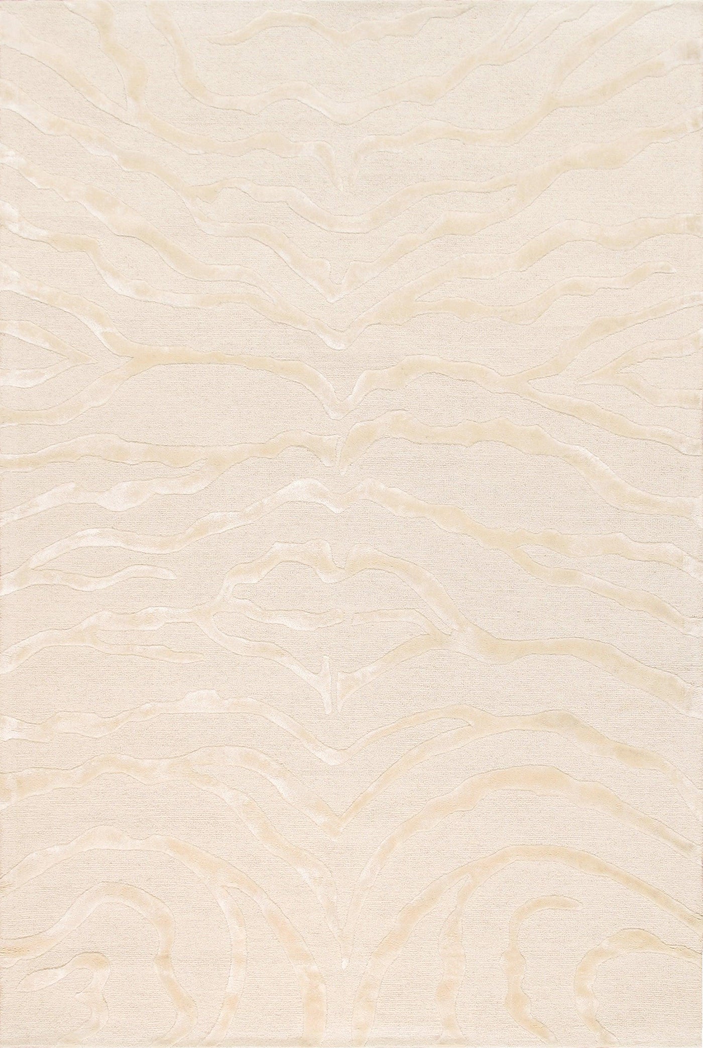 Canvello Modern Collection Hand-Tufted Ivory Silk & Wool Area Rug- 5' 0" X 8' 0"