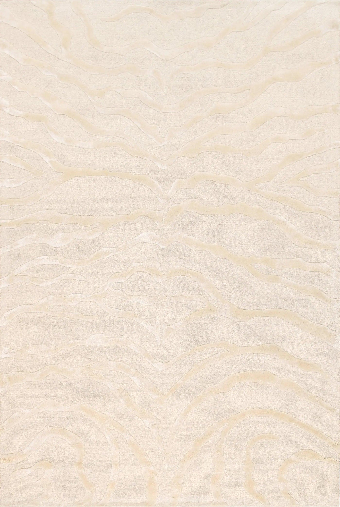 Canvello Modern Collection Hand-Tufted Ivory Silk & Wool Area Rug- 8'6" X 11'6"