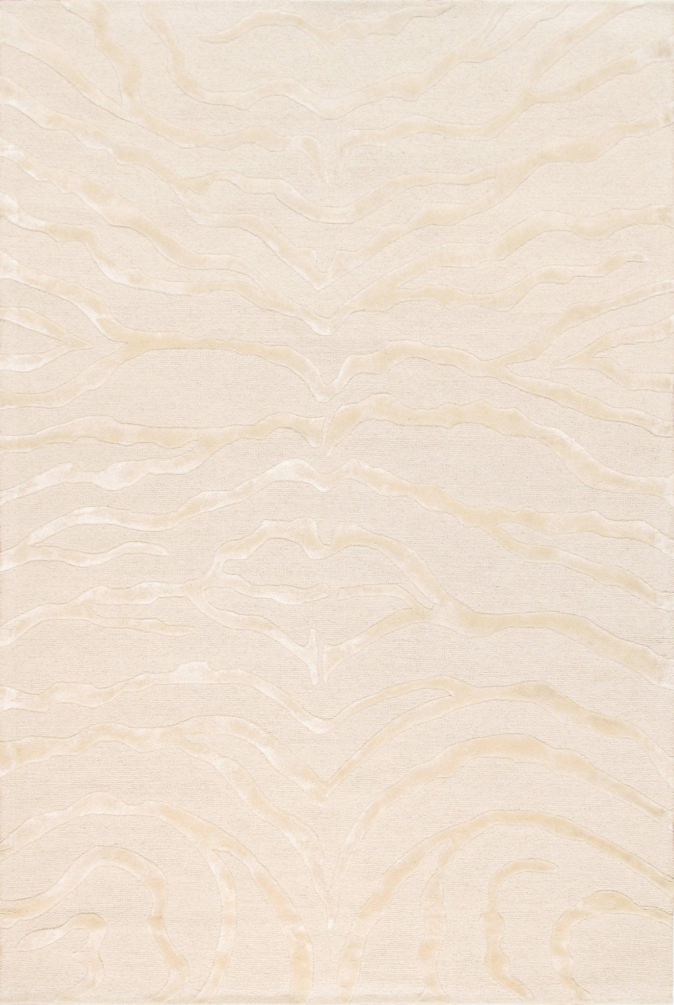 Canvello Modern Collection Hand - Tufted Ivory Silk & Wool Area Rug - 5' 0" X 8' 0" - Canvello