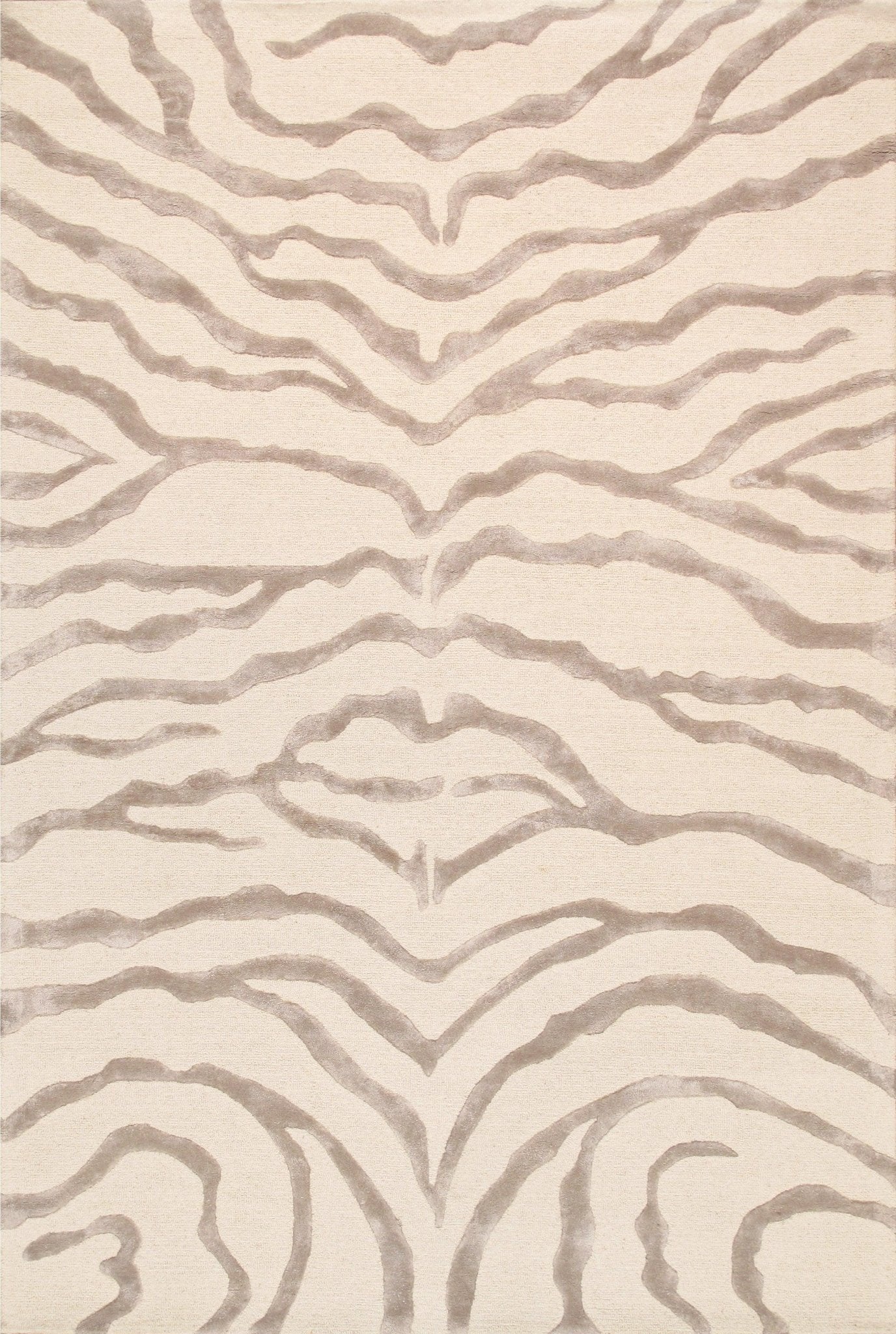 Canvello Modern Collection Hand - Tufted Ivory Silk & Wool Area Rug - 7'9" X 9'9" - Canvello