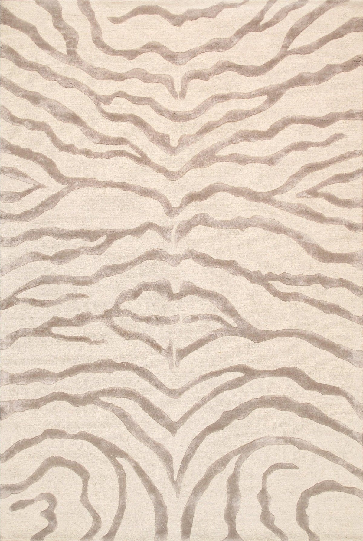 Canvello Modern Collection Hand-Tufted Ivory Silk & Wool Area Rug- 9'9" X 13'9"