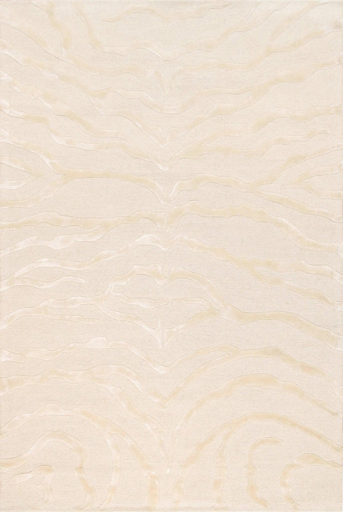 Canvello Modern Collection Hand-Tufted Ivory Silk & Wool Area Rug- 9'9" X 13'9"