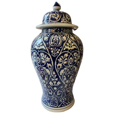 Canvello Modern Contemporary Turquoise Floral Porcelain Jar