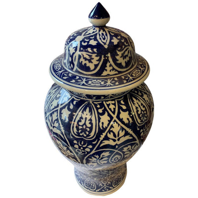 Canvello Modern Contemporary Turquoise Floral Porcelain Jar