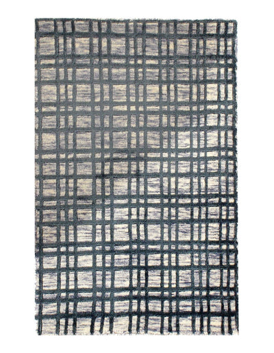 Canvello Modern Crosshatch Hand - made Bamboo Silk Indo Rug - 2' x 3' (Available in Different Sizes) - Canvello