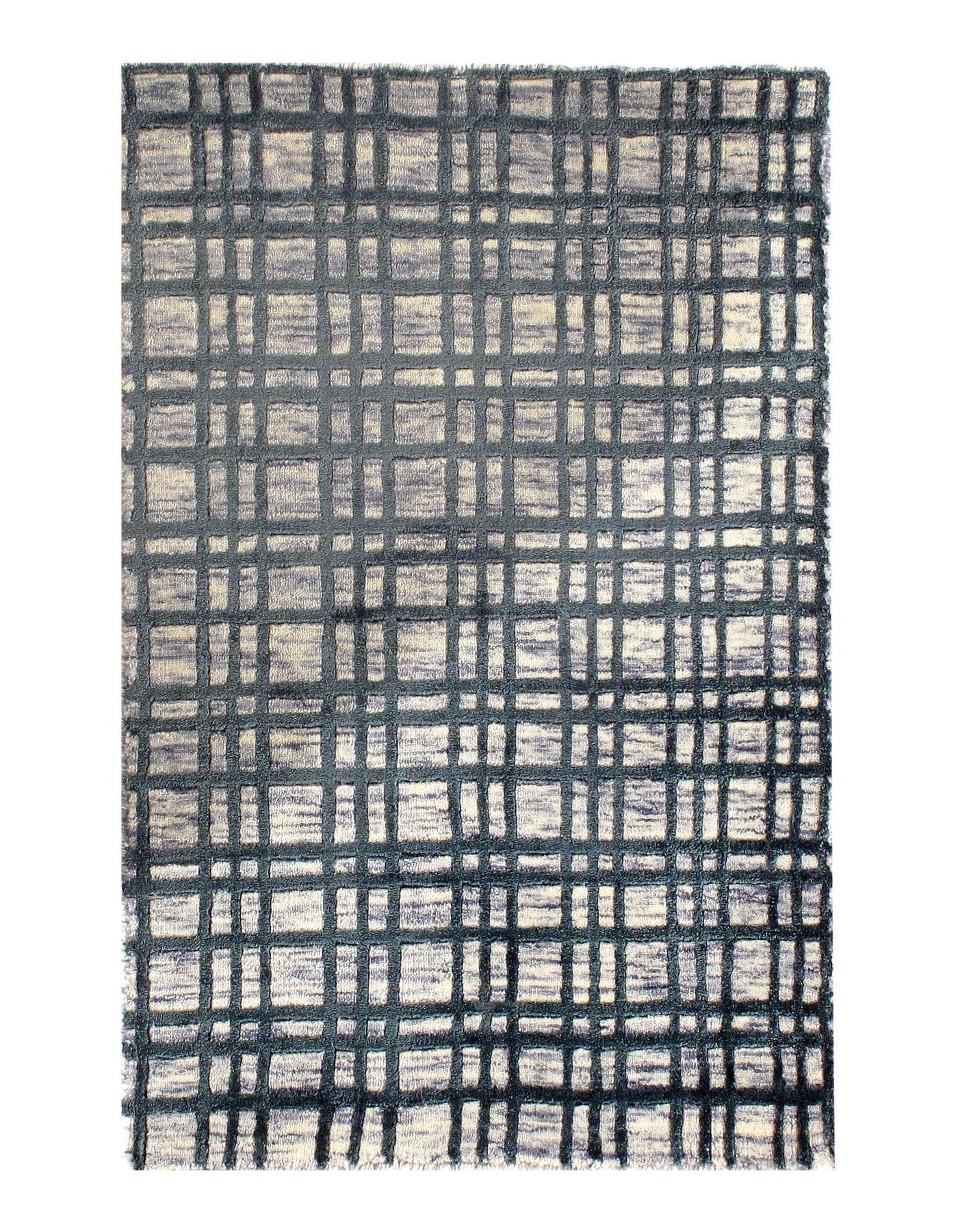 Modern Crosshatch Hand-made Bamboo Silk Indo Rug - 2' x 3' (Available in Different Sizes)
