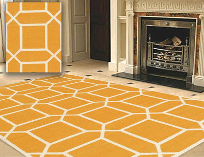 Canvello Modern Decorative Handmade Wool Area Rug - Orange/Ivory - 2x3 - Canvello