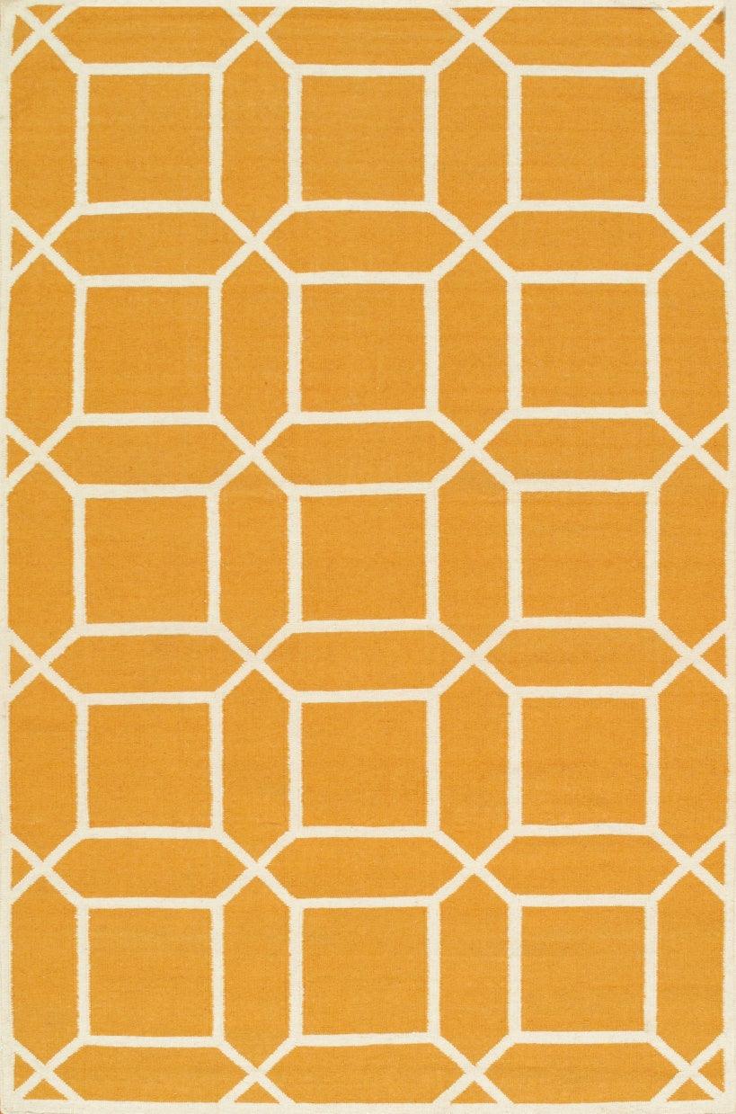 Canvello Modern Decorative Handmade Wool Area Rug - Orange/Ivory - 2x3