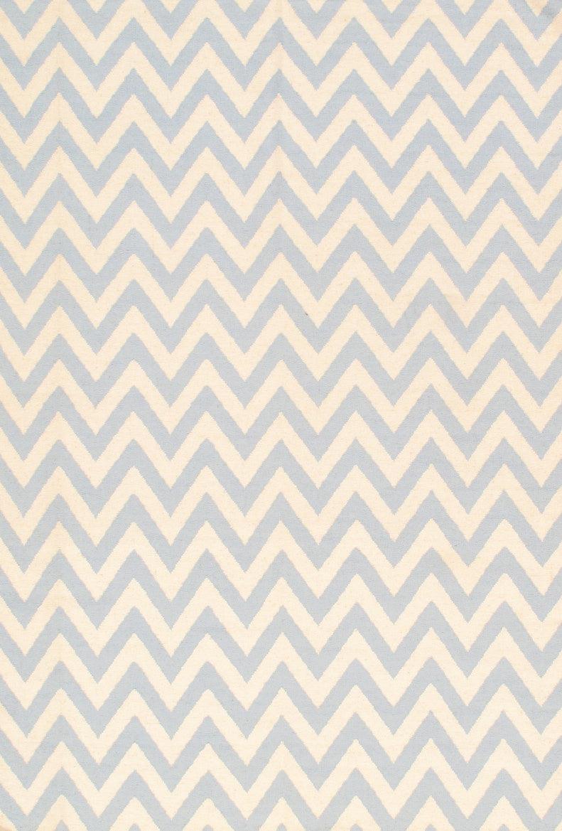 Canvello Modern Decorative Handmade Wool Flat Weave Area Rug - Blue Ivory - 6' x 9' - Canvello