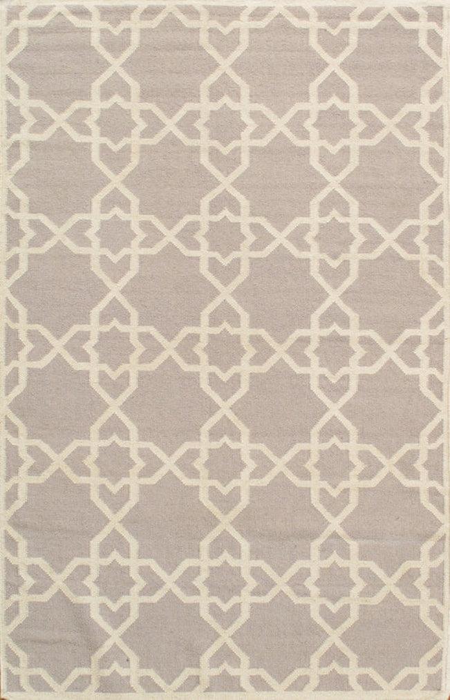 Canvello Modern Decorative Handmade Wool Flat Weave Area Rug - Gray Ivory - 4' x 6' - Canvello