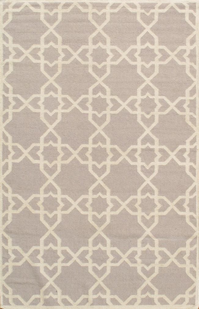 Canvello Modern Decorative Handmade Wool Flat Weave Area Rug - Gray Ivory - 4' x 6'