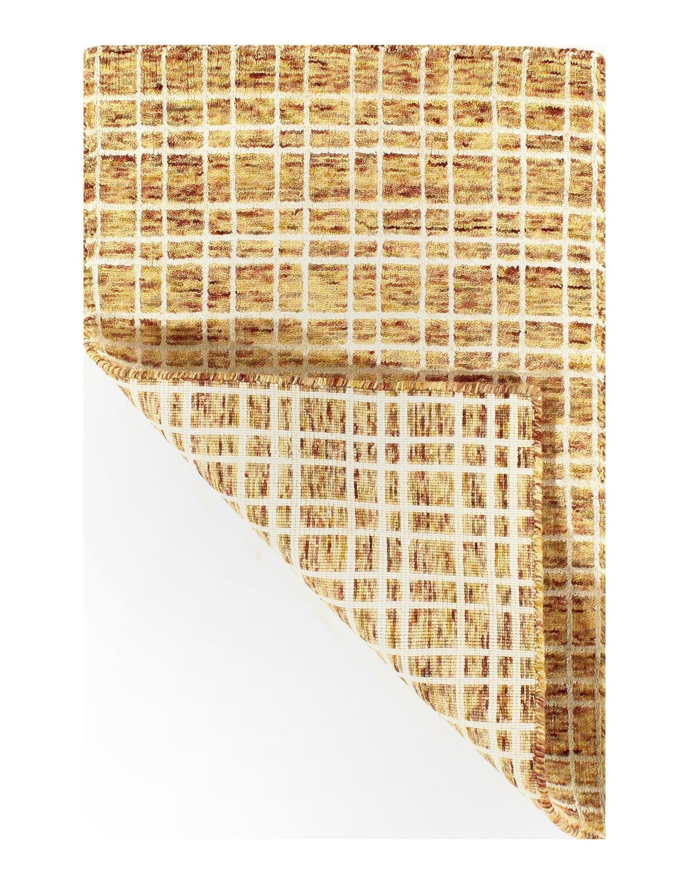 Canvello Modern Earth - tone Crosshatch Hand - made Bamboo Silk Indo Rug - 2' x 3' (Available in Different Sizes) - Canvello