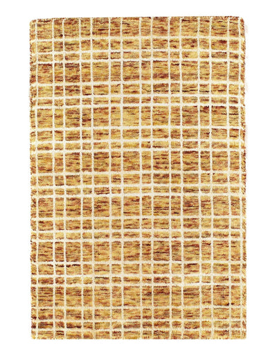 Canvello Modern Earth - tone Crosshatch Hand - made Bamboo Silk Indo Rug - 2' x 3' (Available in Different Sizes) - Canvello