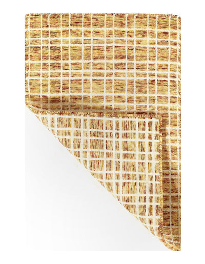 Modern Earth-tone Crosshatch Hand-made Bamboo Silk Indo Rug - 2' x 3' (Available in Different Sizes)