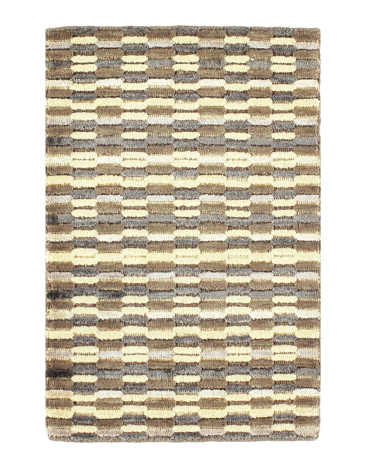 Canvello Modern Earth - tone Hand - made Bamboo Silk Indo Rug - 2' x 3' - Canvello