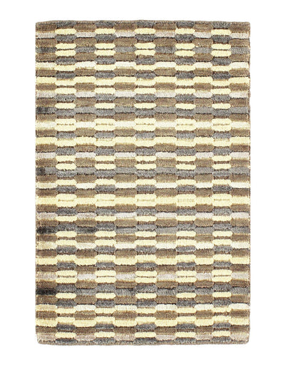 Canvello Modern Earth - tone Hand - made Bamboo Silk Indo Rug - 2' x 3' - Canvello