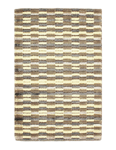 Modern Earth-tone Hand-made Bamboo Silk Indo Rug - 2' x 3'