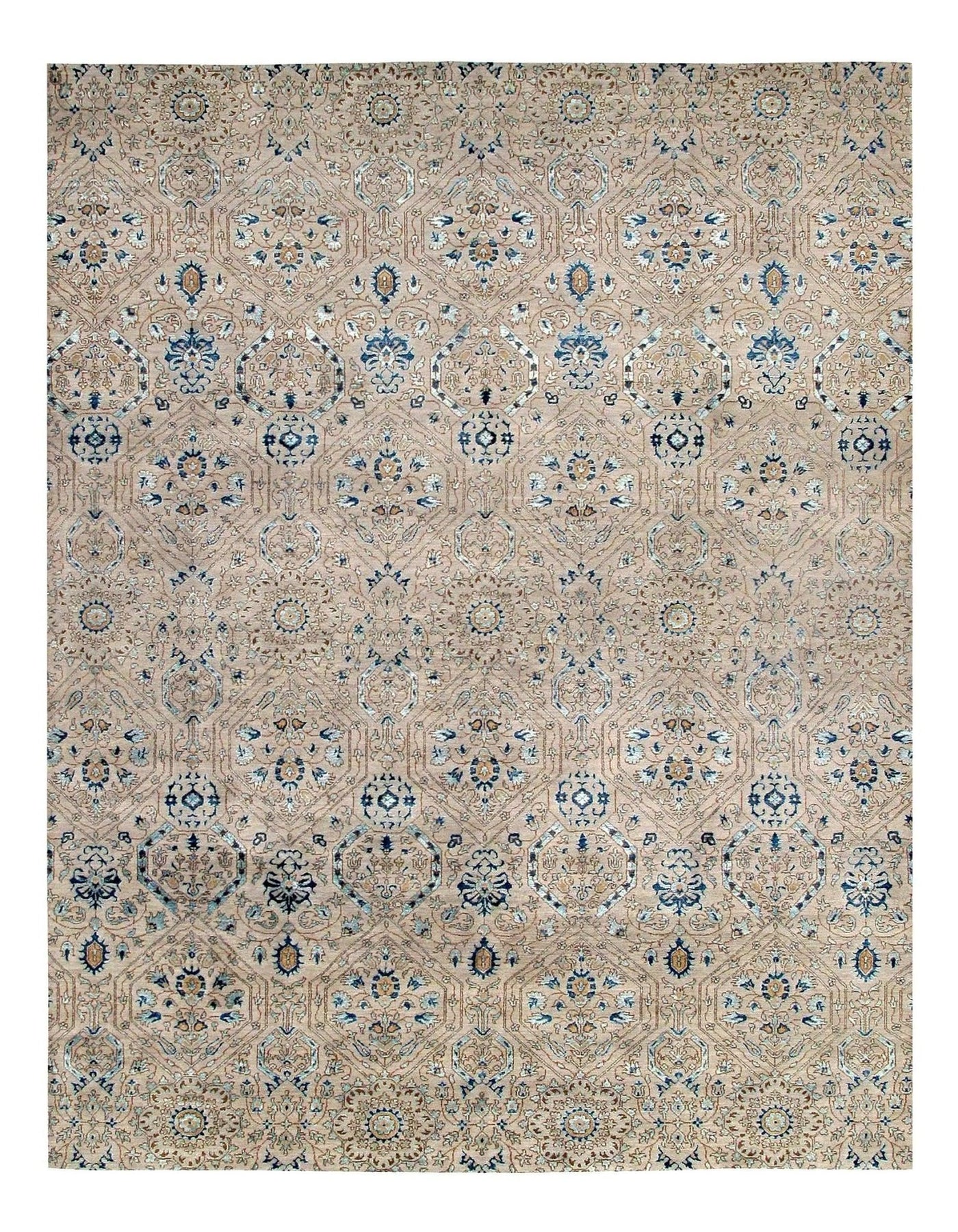 Canvello Modern Erased Design Silk &Wool Rug - 9' x 12' - Canvello