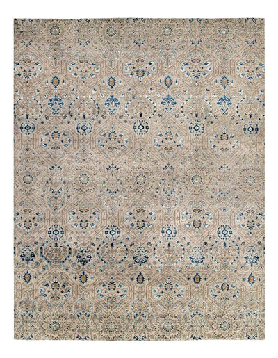 Canvello Modern Erased Design Silk &Wool Rug - 9' x 12' - Canvello