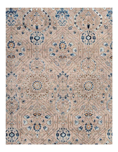 Canvello Modern Erased Design Silk &Wool Rug - 9' x 12' - Canvello