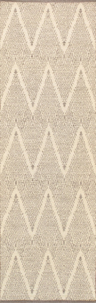 Canvello Modern Flat Weave Grey Cotton Area Rug - 2'6" X 10' - Canvello