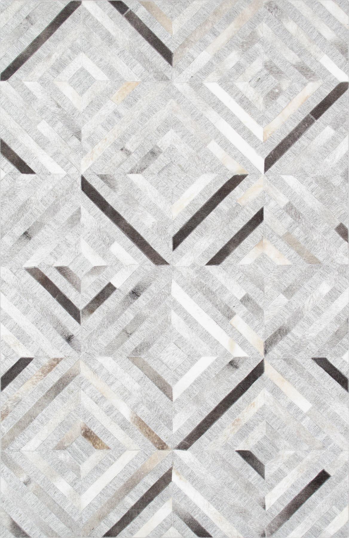 Canvello Modern Geometric Silver Cowhide Rug - 4' X 6' - Canvello