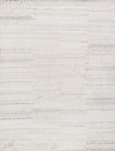 Canvello Modern Hand - Knotted Ivory/Silver Wool Area Rug - 7'11" X 9'8" - Canvello