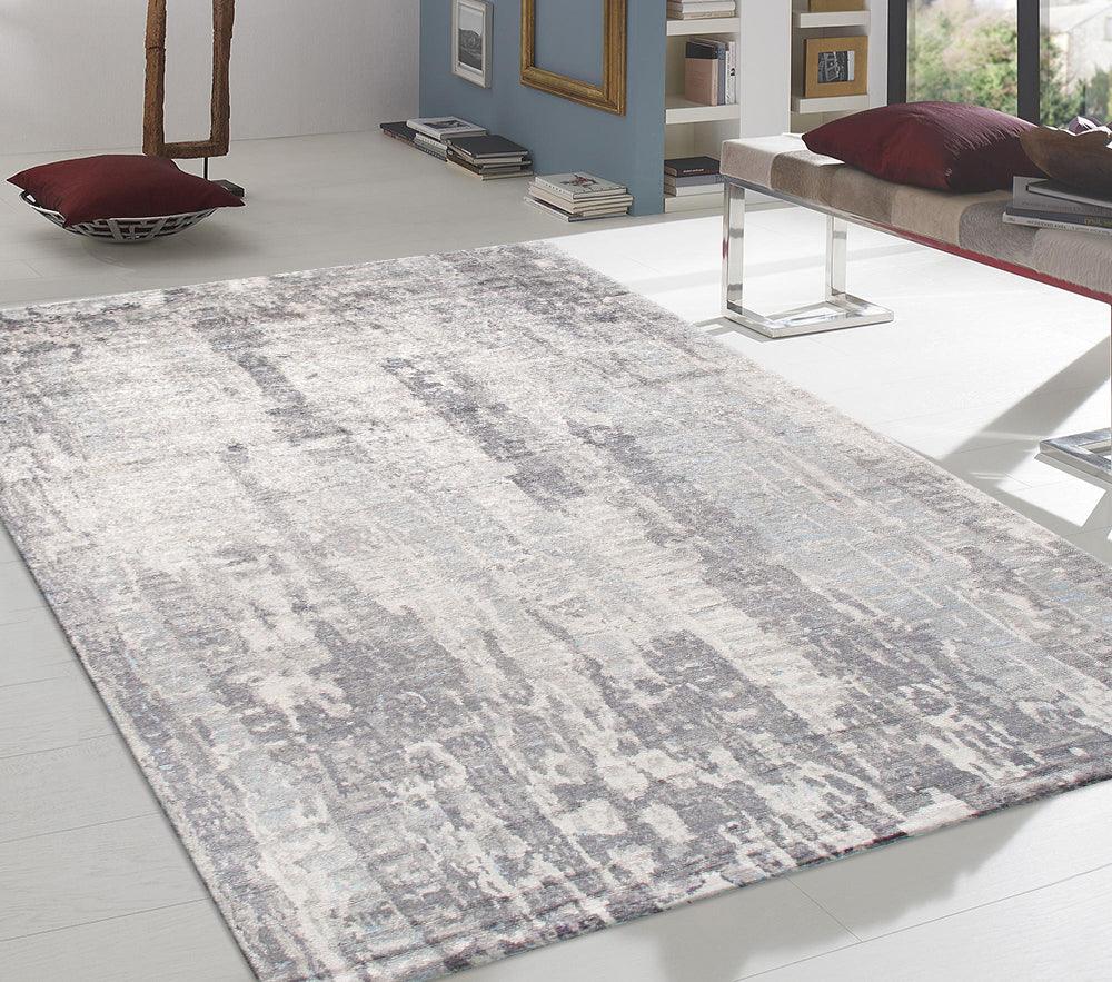 Canvello Modern Hand-Knotted Light Gray Rugs - 9'2" X 12'