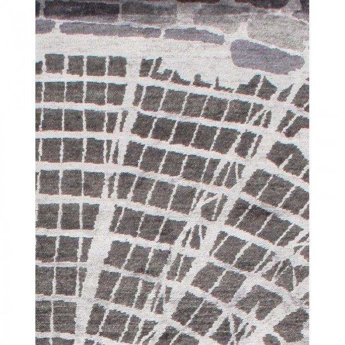 Canvello Modern Hand Knotted Silk Gray Area Rug - 9' x 12' - Canvello