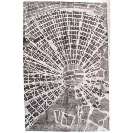 Canvello 現代手工結真絲灰色小地毯 - 9' x 12'