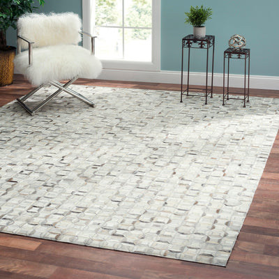 Canvello Modern Hand-Loomed Cowhide Area Rug- 7'9" X 9'9"
