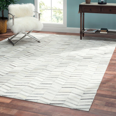 Canvello Modern Hand - Loomed Cowhide Silver Area Rug - 5' X 8' - Canvello