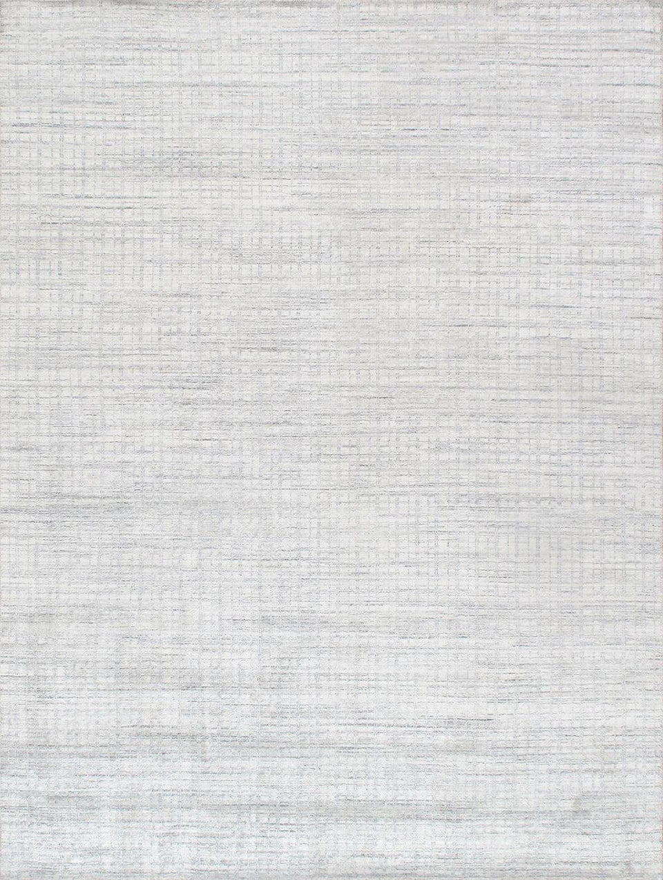Canvello Modern Hand-Loomed Ivory/Blue Bsilk & Wool Area Rug- 6' X 9'
